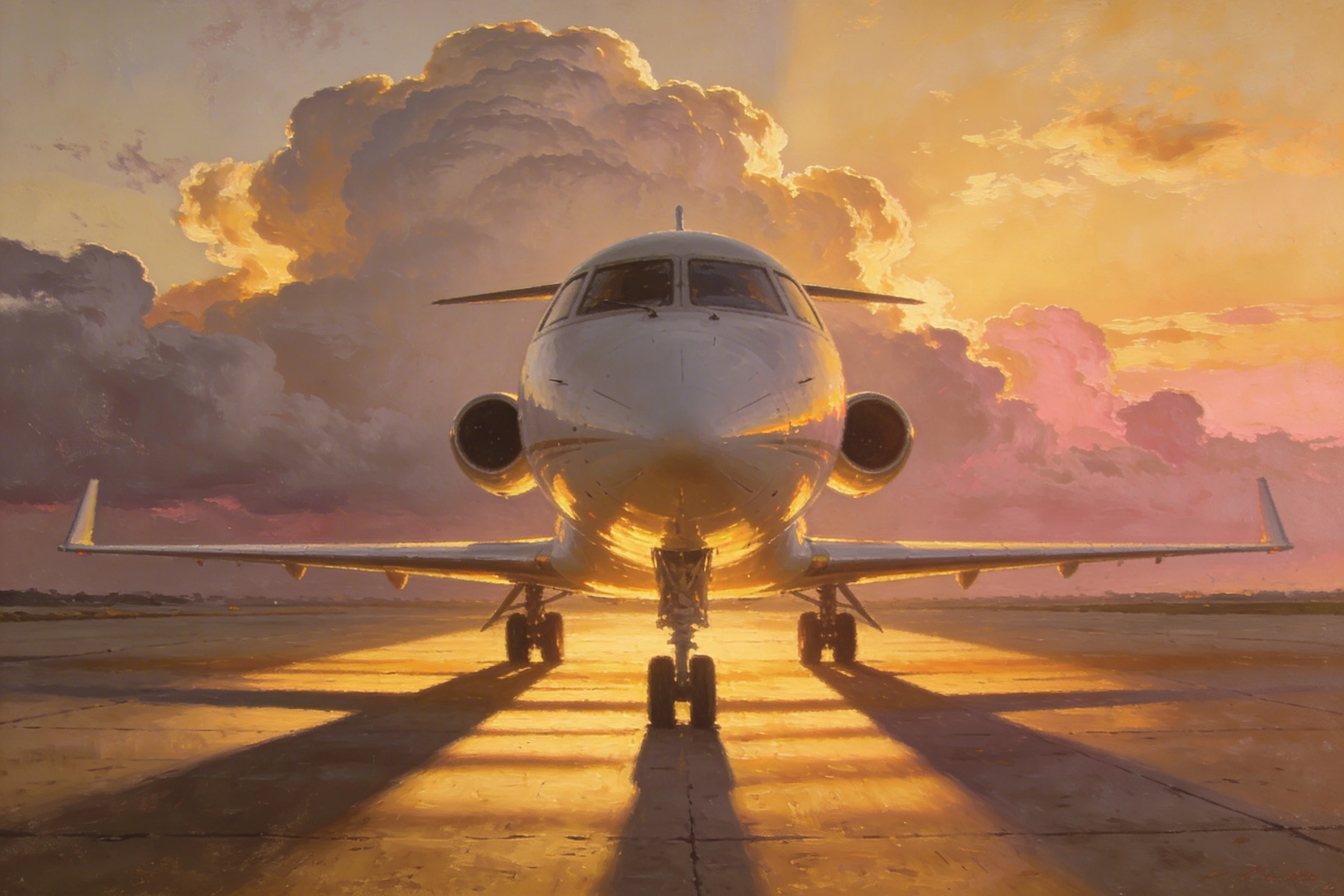 Aircraft on the Teterboro apron, westbound departure